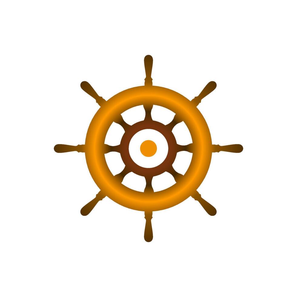 Ship steering wheel icon. Flat color design. Vector Illustration.