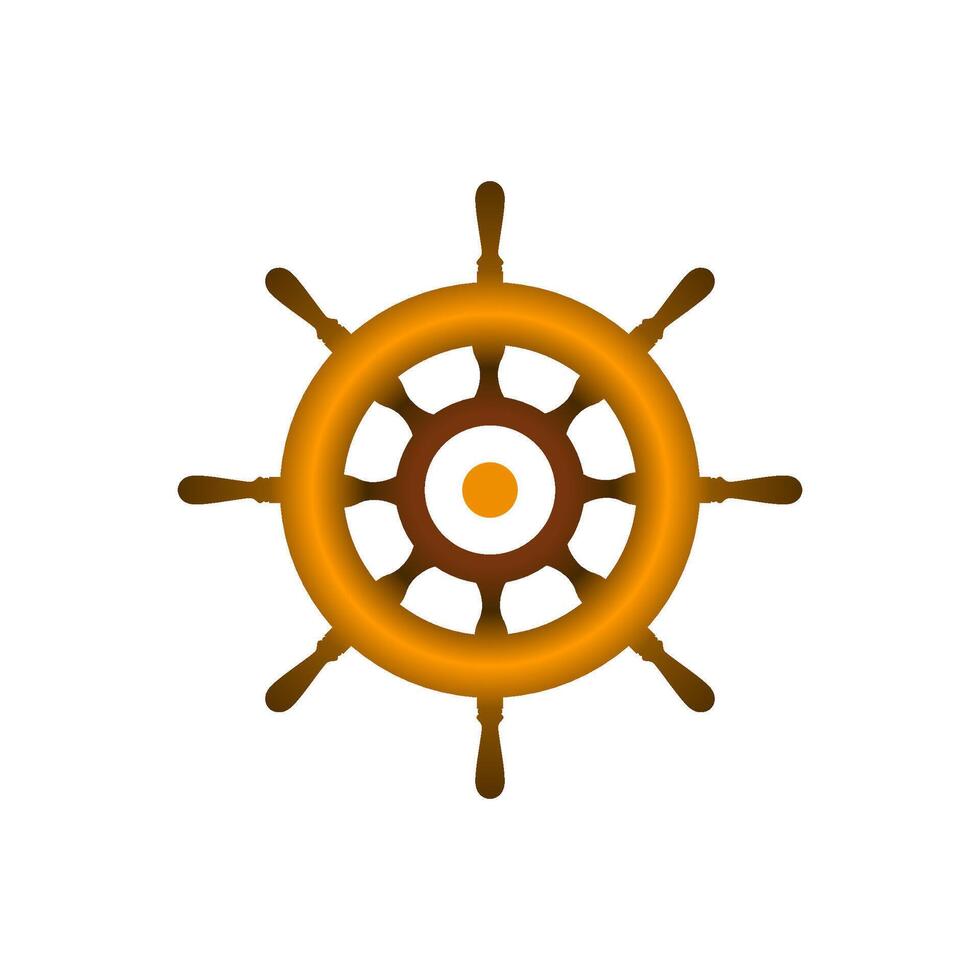 Ship steering wheel icon. Flat color design. Vector Illustration.