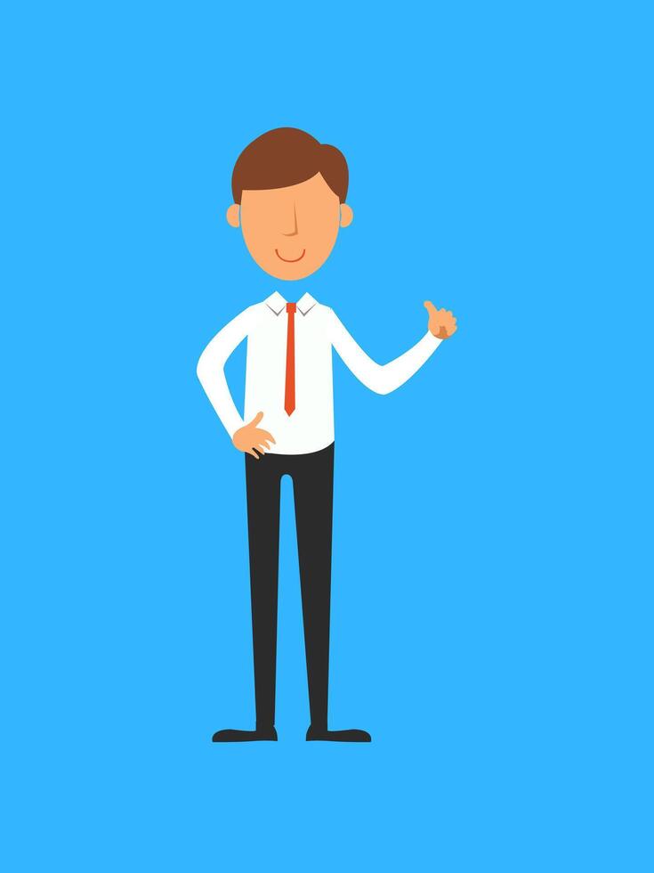 Businessman character design. Vector illustration in a flat style on a blue background.