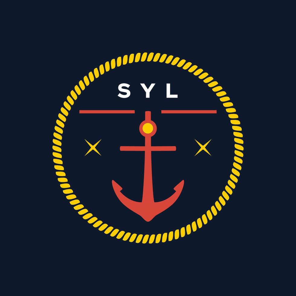 Vector nautical logo. Anchor logo template design. Suitable for retro or sailor emblem identity.