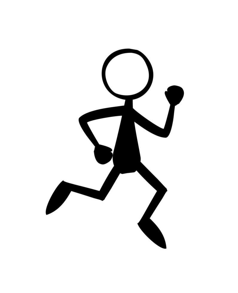 Running stick man. Simple illustration black silhouette. Vector illustration.