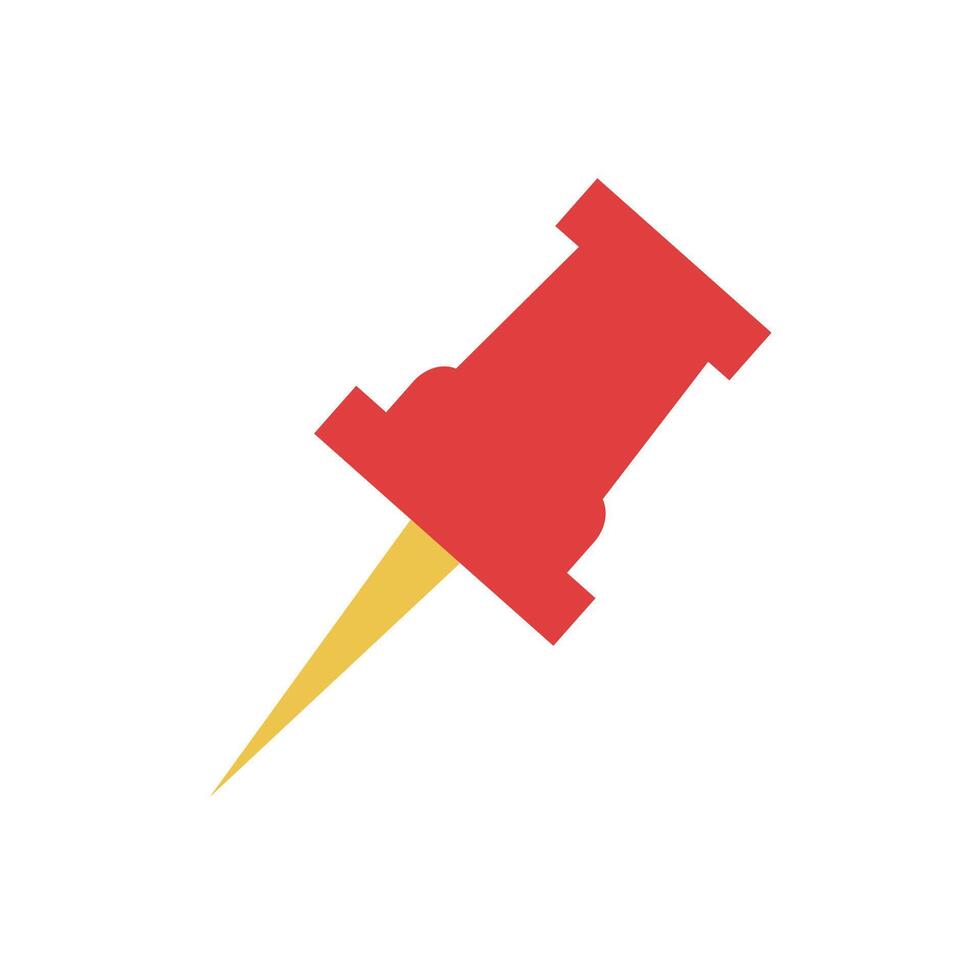 Push pin icon. Simple flat design. Single vector illustration. Red color.