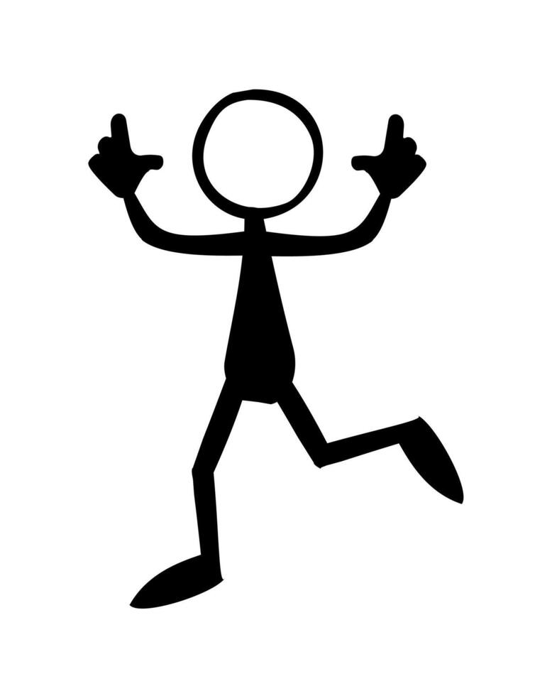 Happy stick man icon. Simple illustration of running man vector icon. Silhouette