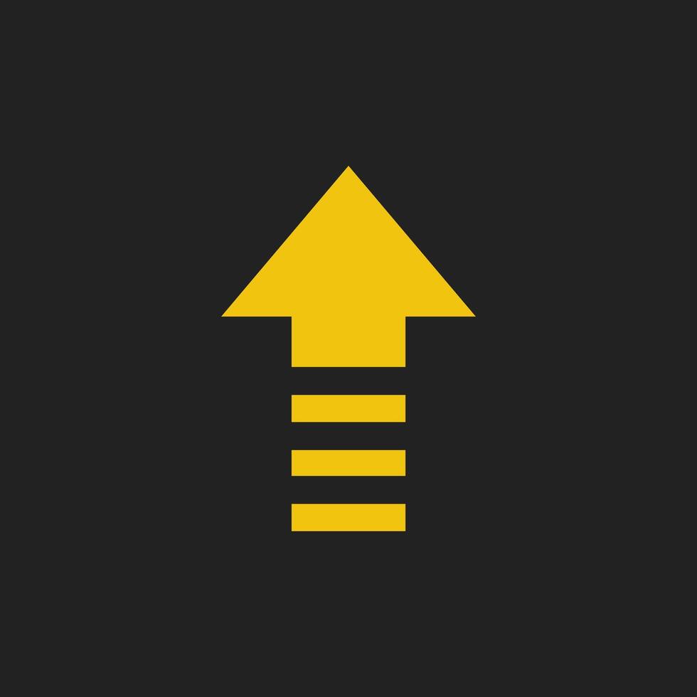 Up arrow icon. Flat design style illustration on a black background. Suitable for icons, logos, or signs. vector