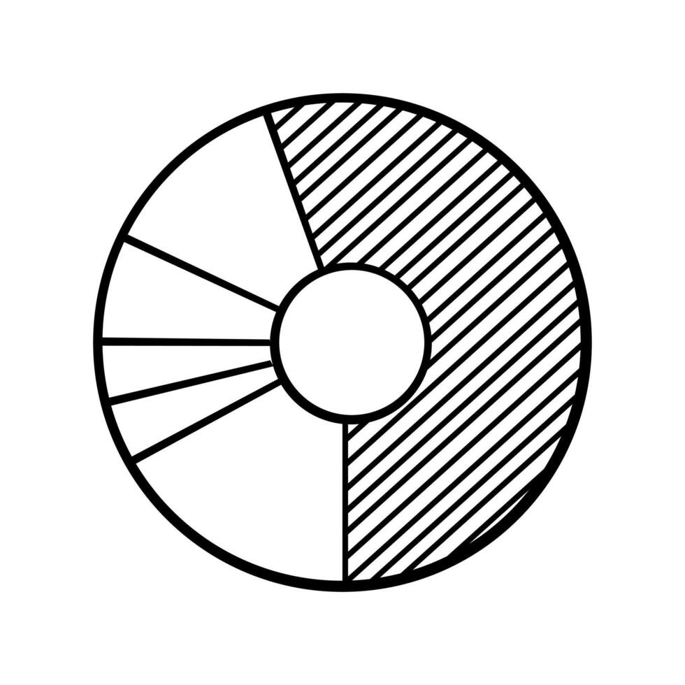 Pie chart infographic icon over white background, line style, vector illustration