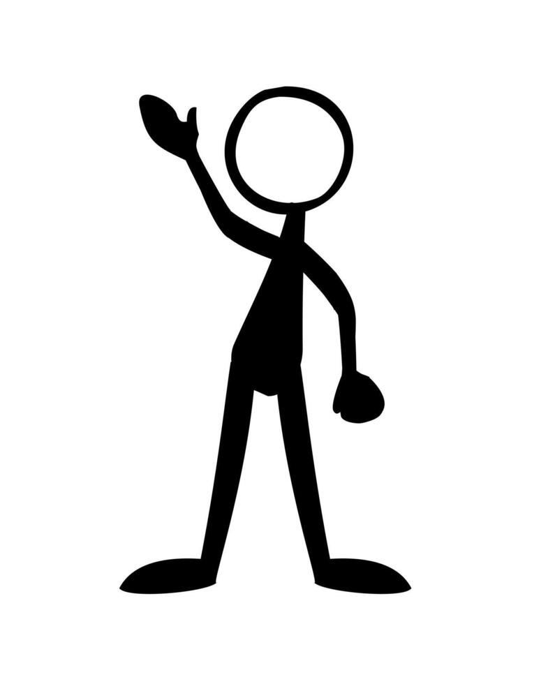 A black silhouette of a man raised his hand on a white background vector