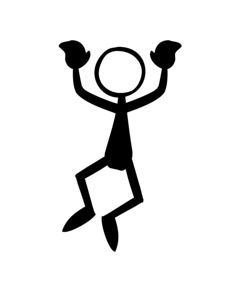 Silhouette of a happy stick man. Silhouette vector illustration.