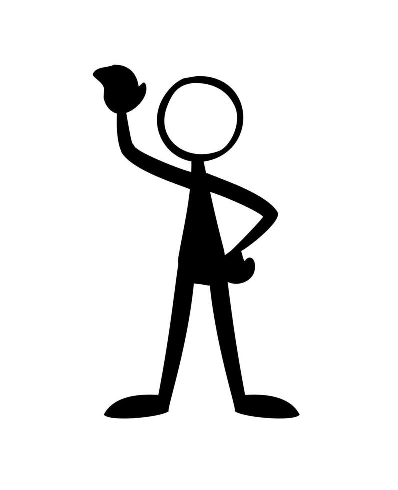 Silhouette of a man with his hands up. Vector illustration.