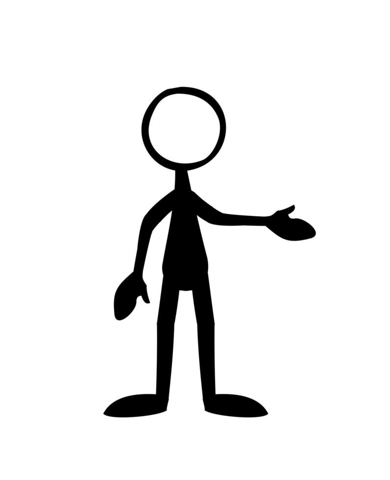 Silhouette of a stick man in casual style. Vector illustration.