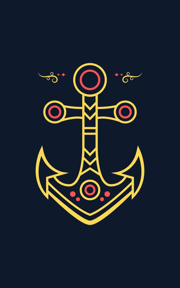 Anchor icon vector illustration on a dark background. Suitable for distro or apparel tees.
