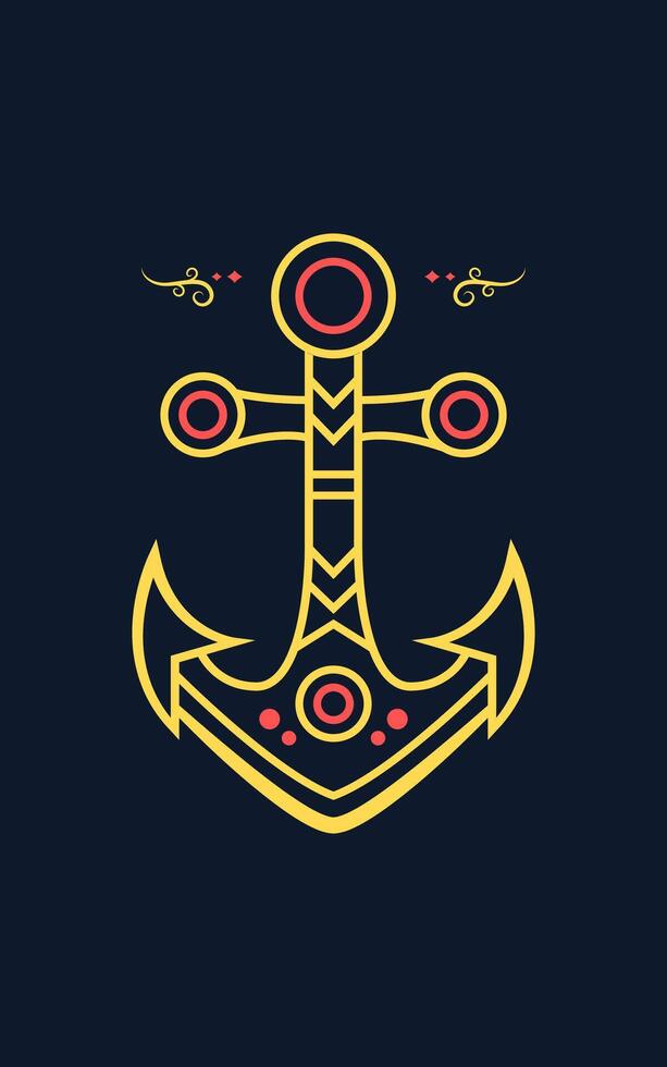 Anchor icon vector illustration on a dark background. Suitable for distro or apparel tees.