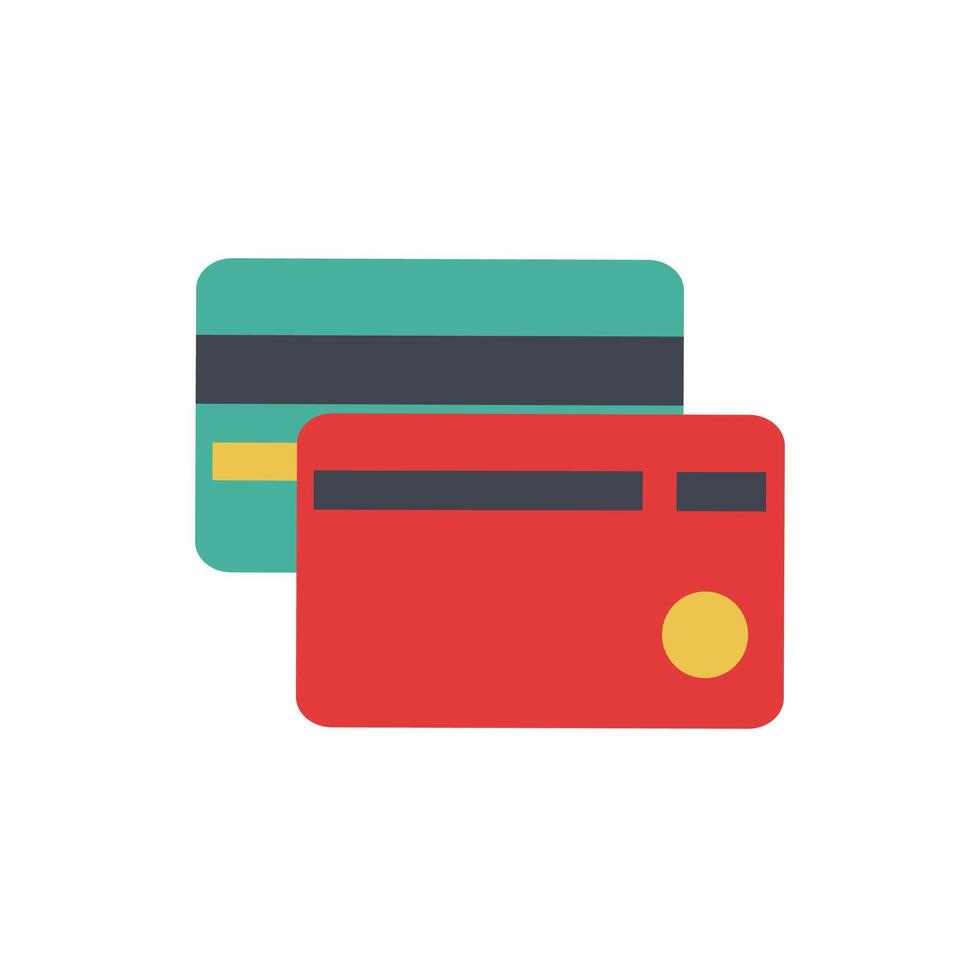 crédito tarjeta y débito tarjeta icono en plano color estilo. pago comercio electrónico compras. vector