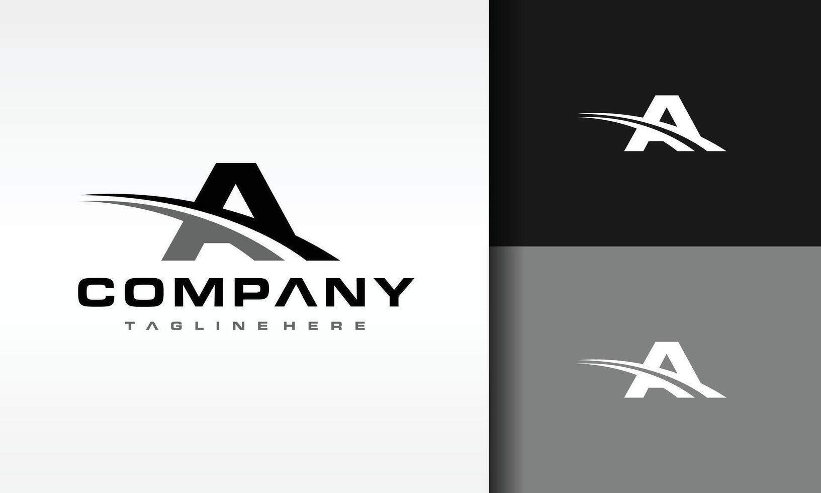letter A curved line logo vector