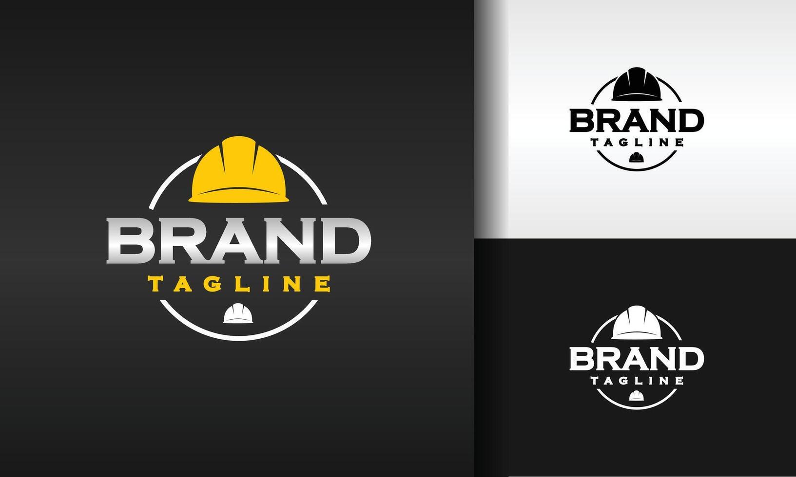 simple construction helmet emblem logo vector