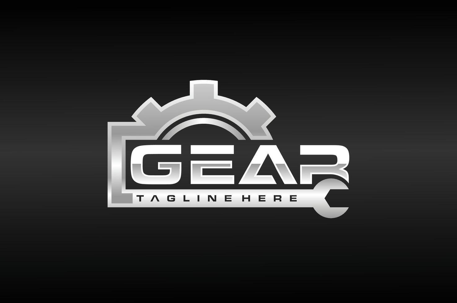 text gear wrench logo vector
