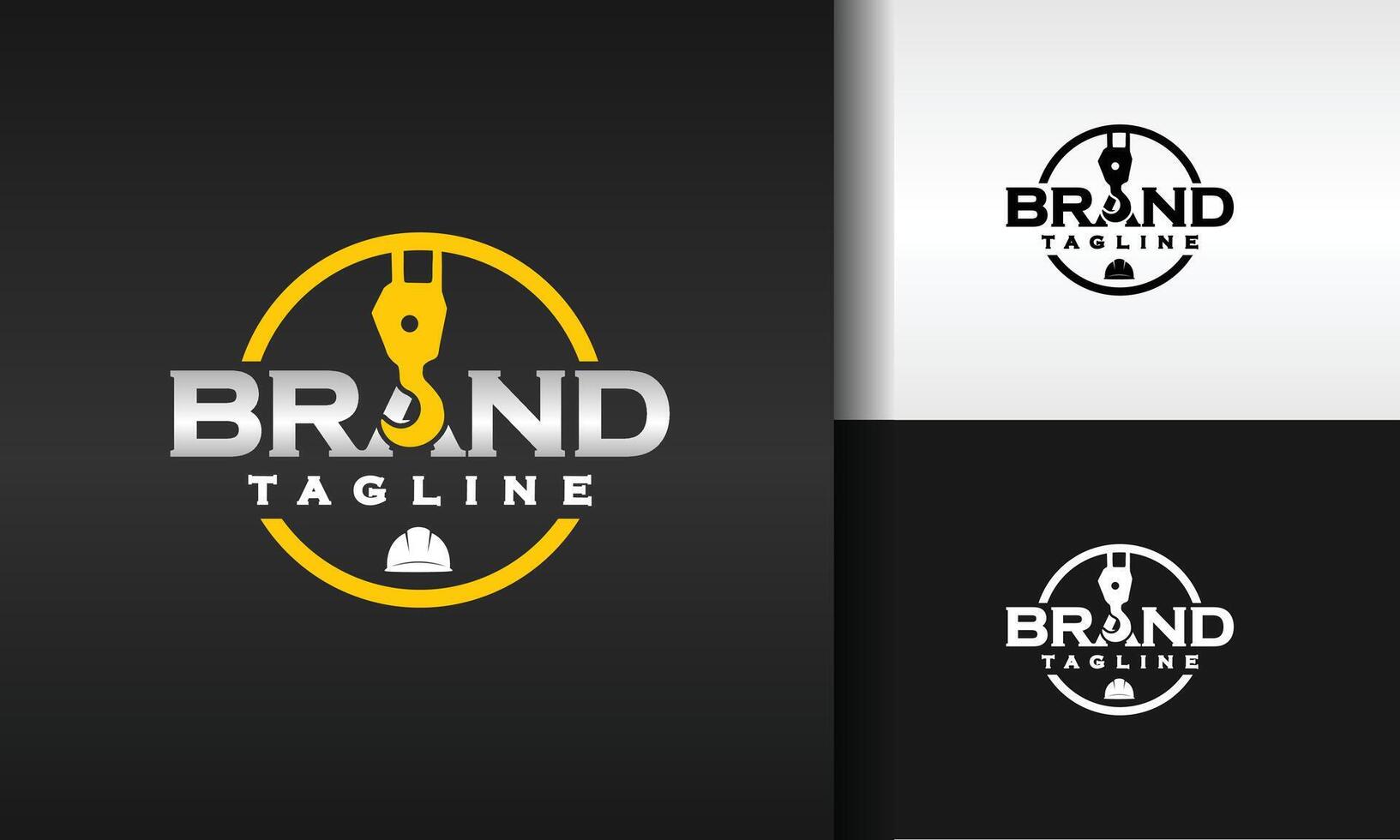 simple hook crane emblem logo vector