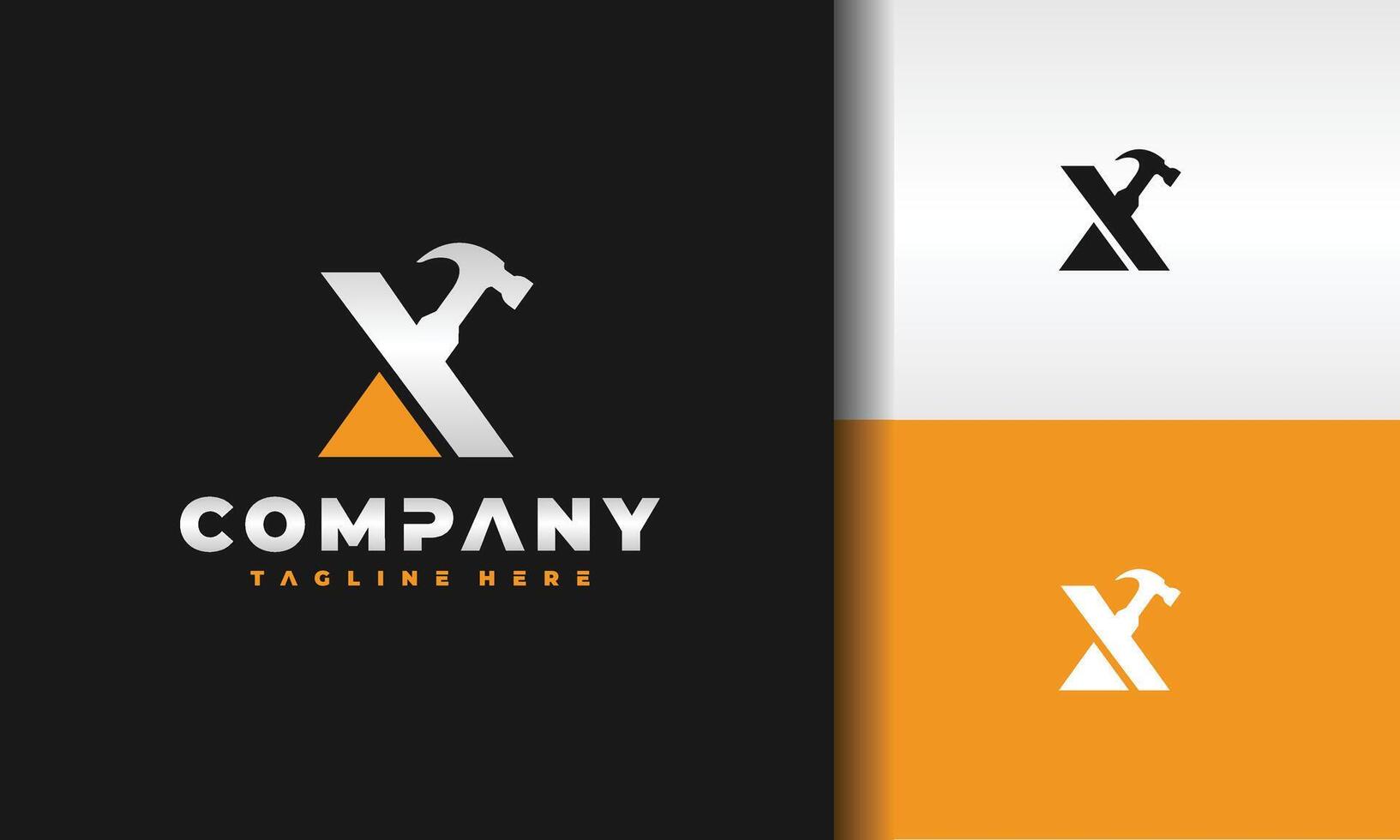 initial x hammer logo vector