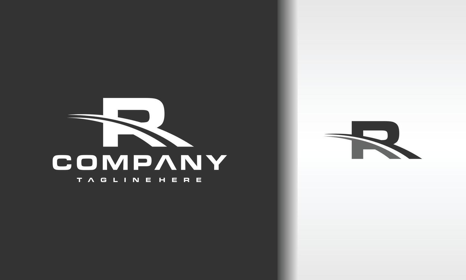 letter R curved line logo vector