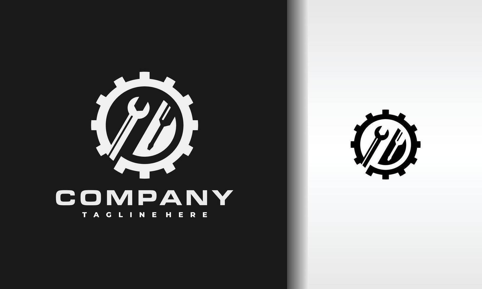 gear workshop wrench logo vector