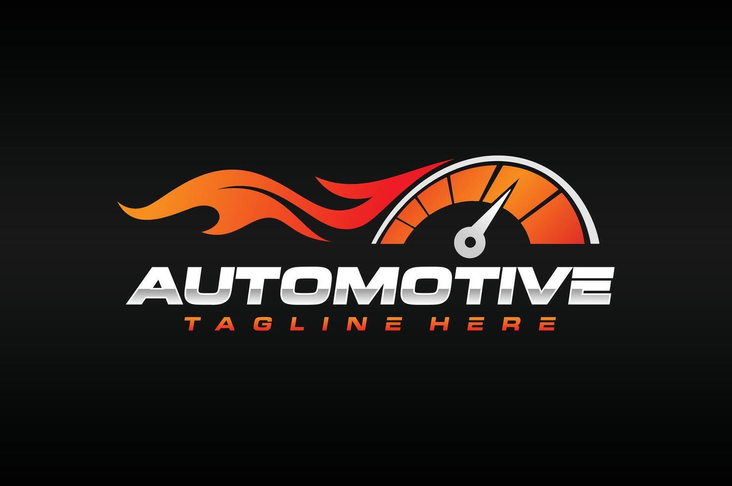 automotor velocímetro fuego rápido logo vector