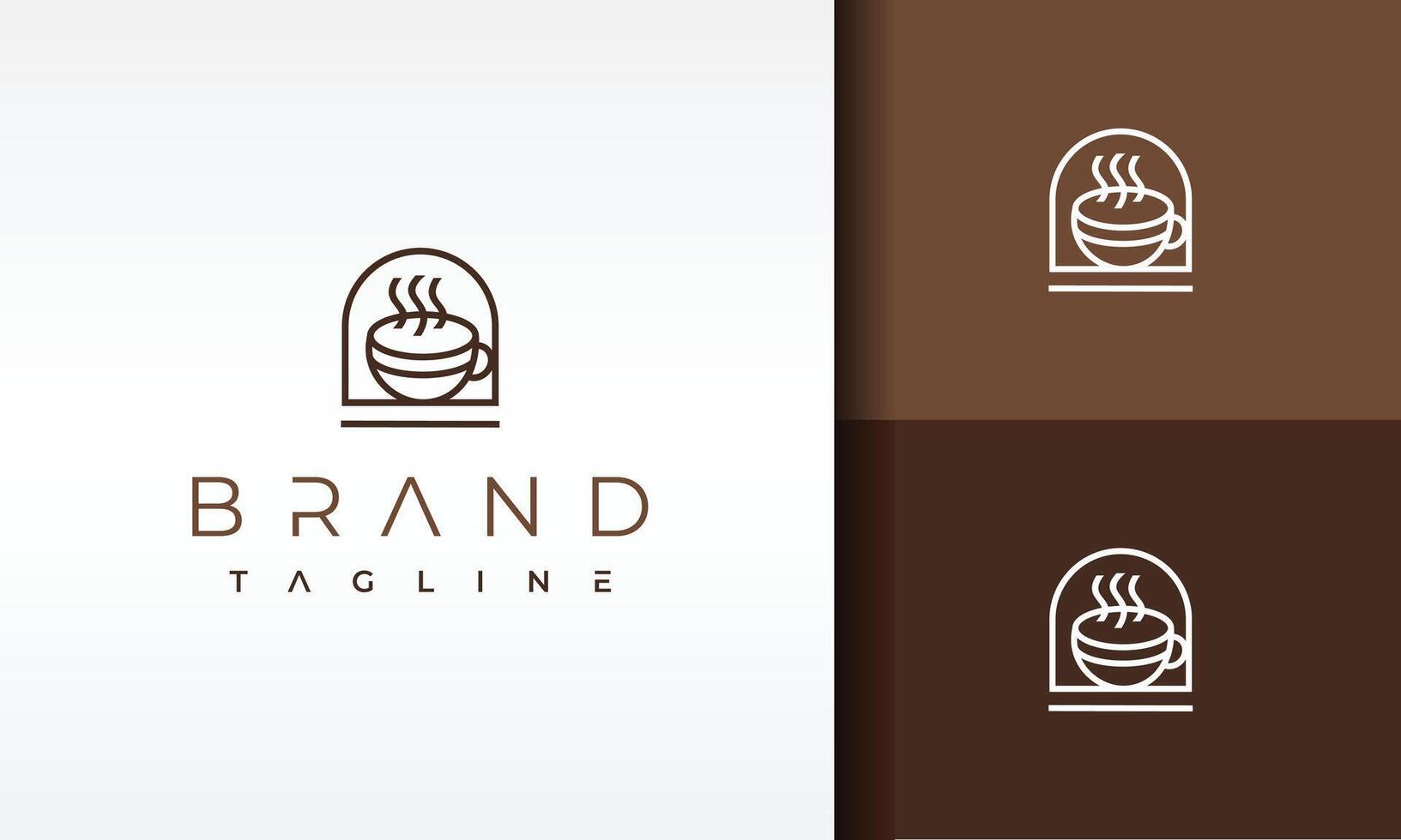 coffee cup window line logo vector
