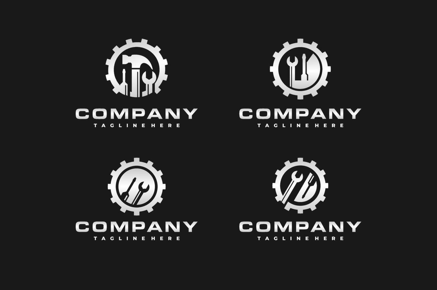 gear workshop equipment logo bundle vector