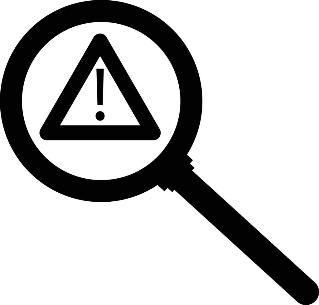 Risk analysis icon. Exclamation magnifier sign. Crisis warning symbol. Attention business concept. flat style. vector