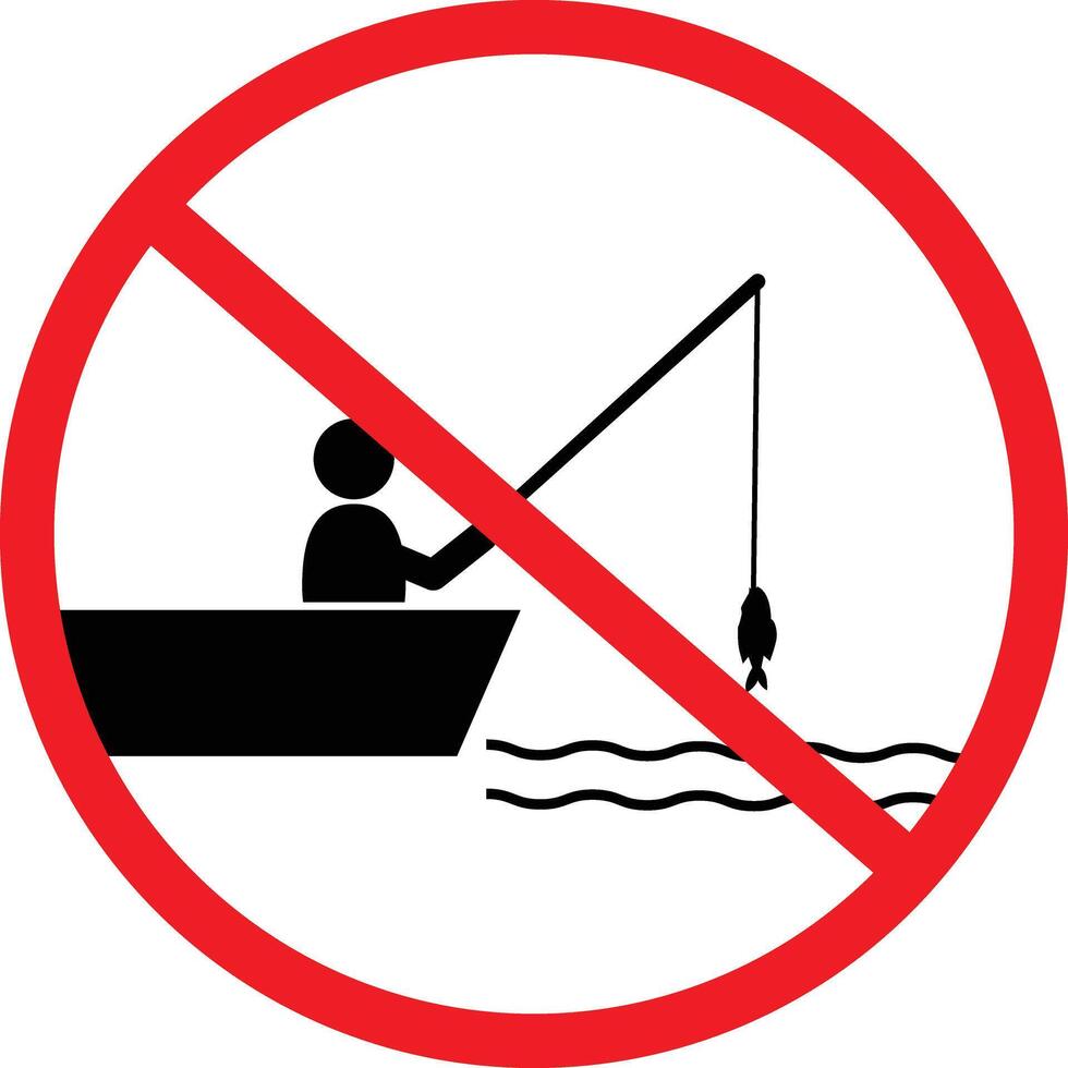 No fishing icon. No Fishing in Area sign. No fishing forbidden symbol. flat style. vector