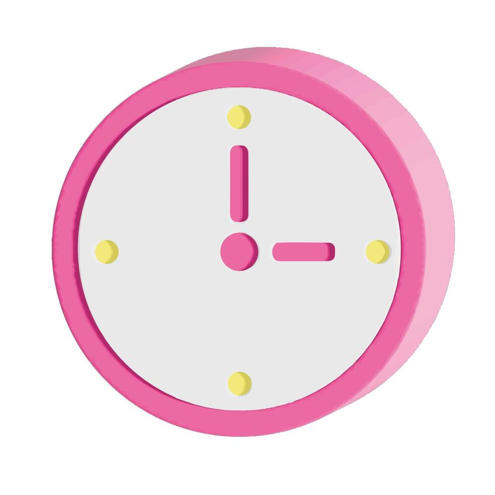 pink 3D clock, time vector