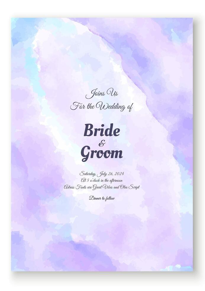 Watercolor abstract wedding invitation elegant vector