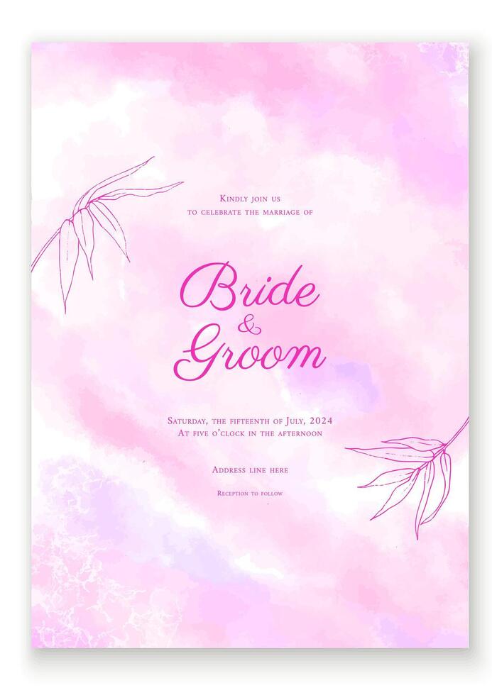 Watercolor abstract wedding invitation elegant vector