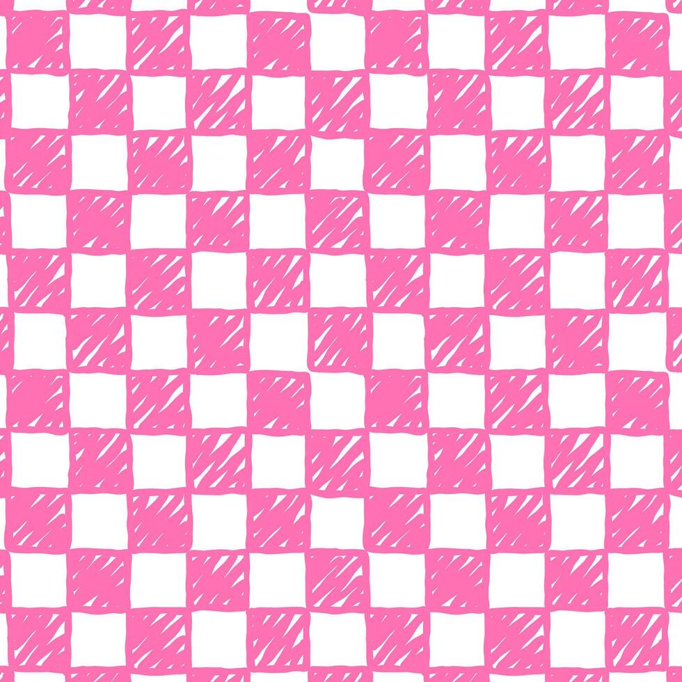 Pink checkers background vector abstract, seamless pattern popular grid pattern print on wall or tablecloth. Vector graphics for textiles and paper