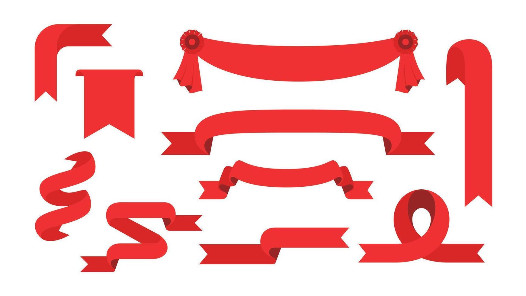 Red Ribbon Decorative Banner Collection vector