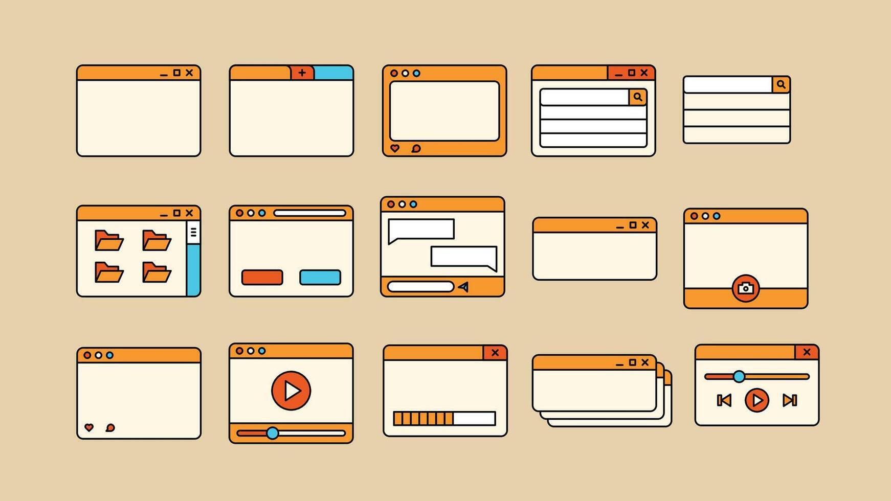 Neo Brutalism UI Element Collection vector