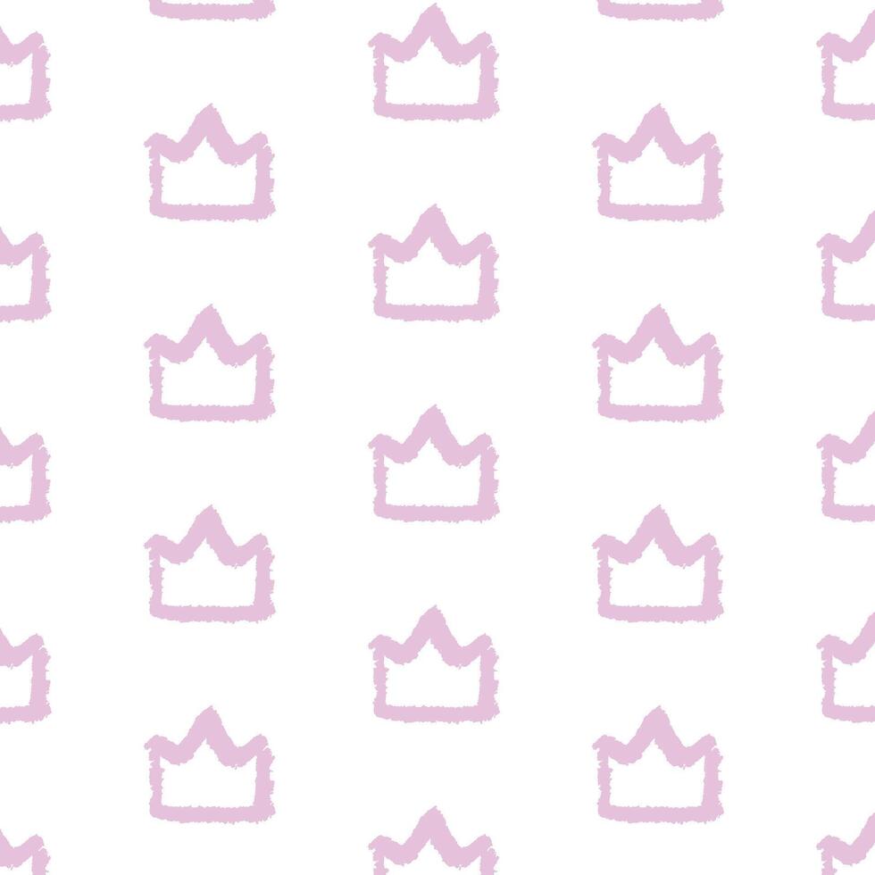 Hand drawn seamless pattern with doodle crowns. vector