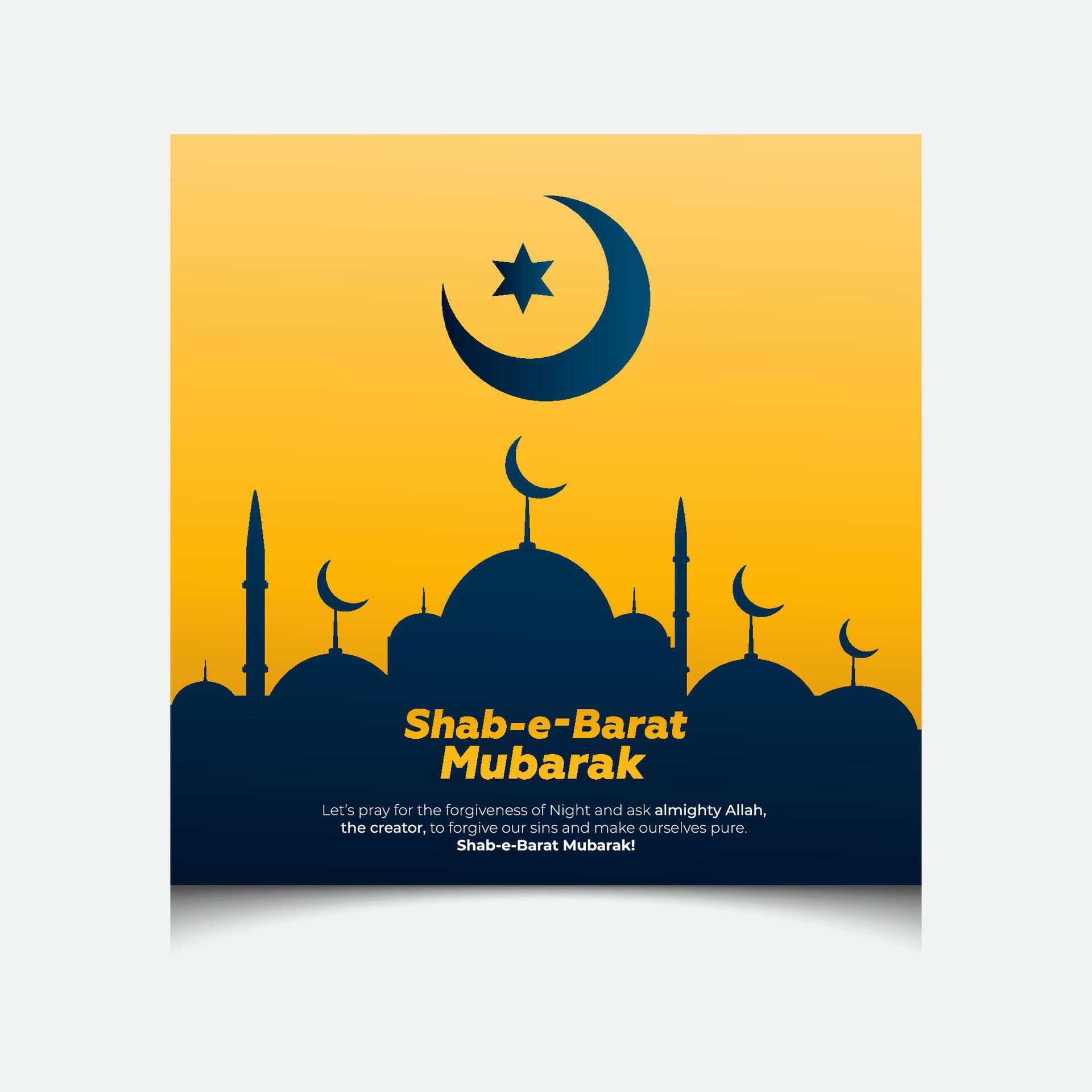 Minimal Shab E barat mubarak social media post design for 2024, Shab E