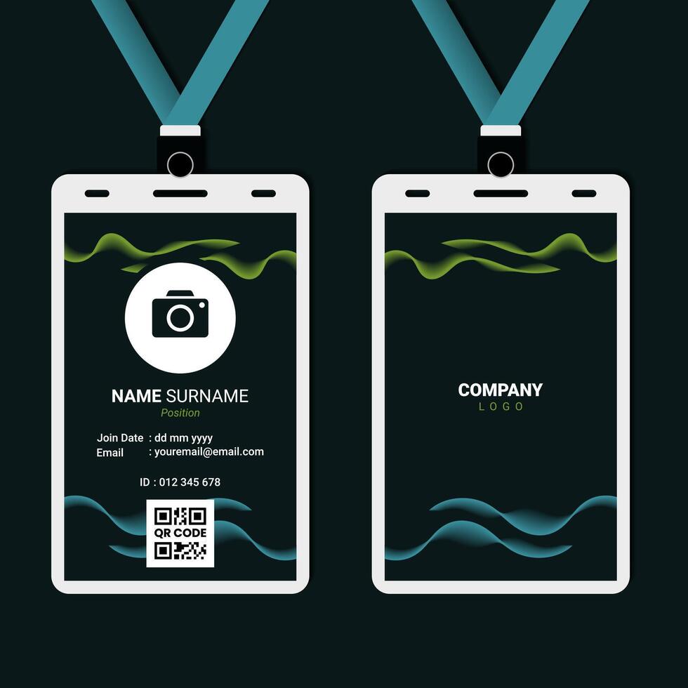 Abstract Line Wave ID Card Design for Business or Company vector
