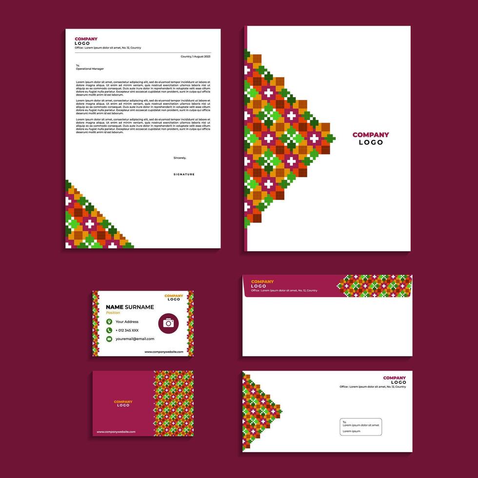 Abstract Geometric Office Stationery Equipment Set Design vector