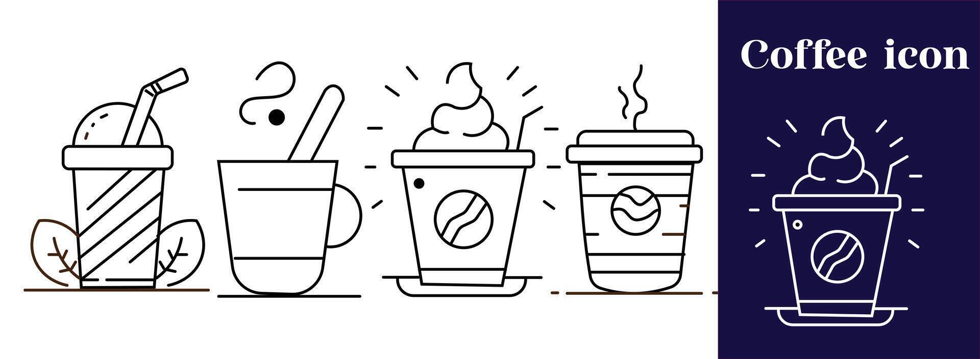 Coffee icon set  flat vector