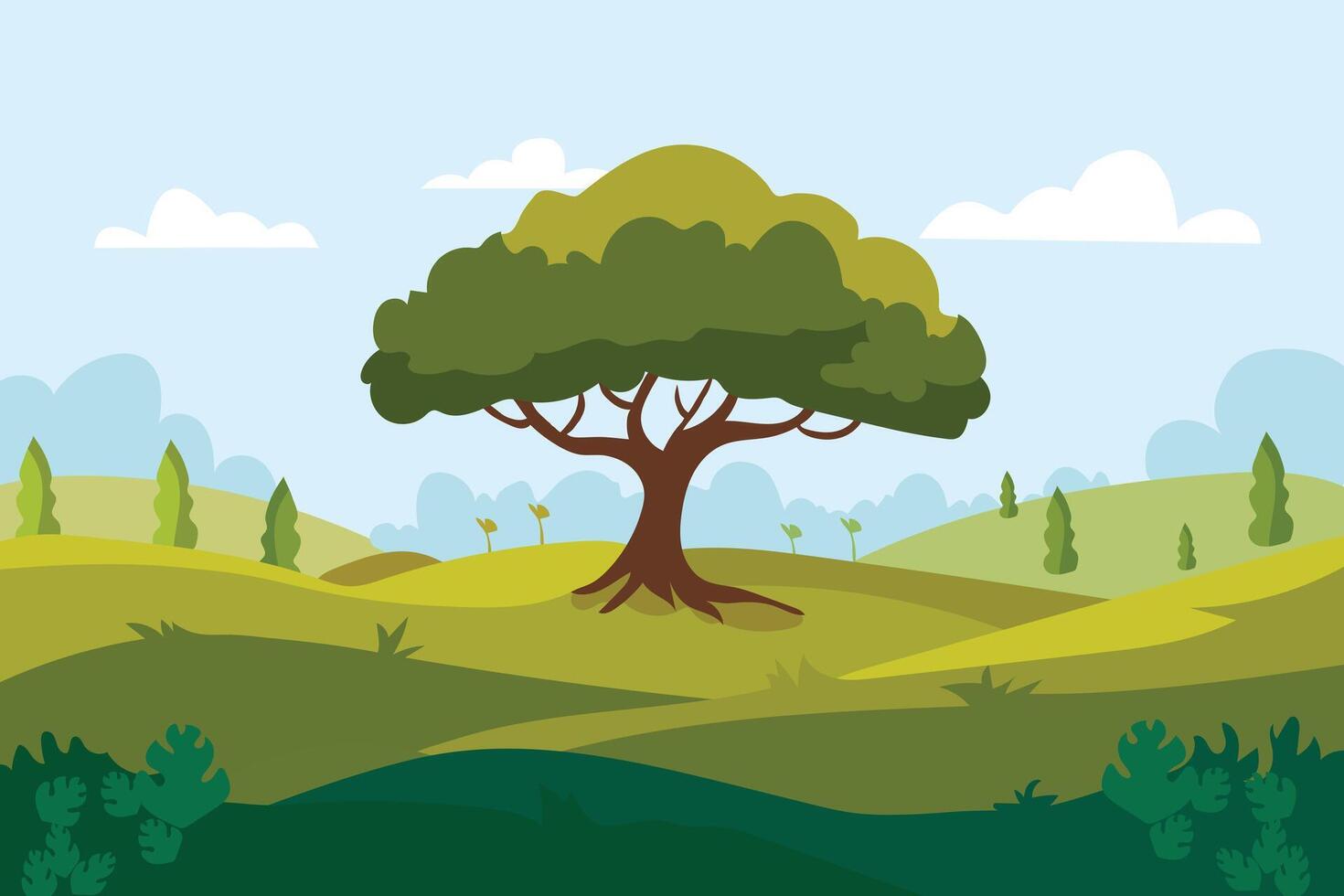 Beautiful Landscape Vector Illustration design, natural scenery landscape design