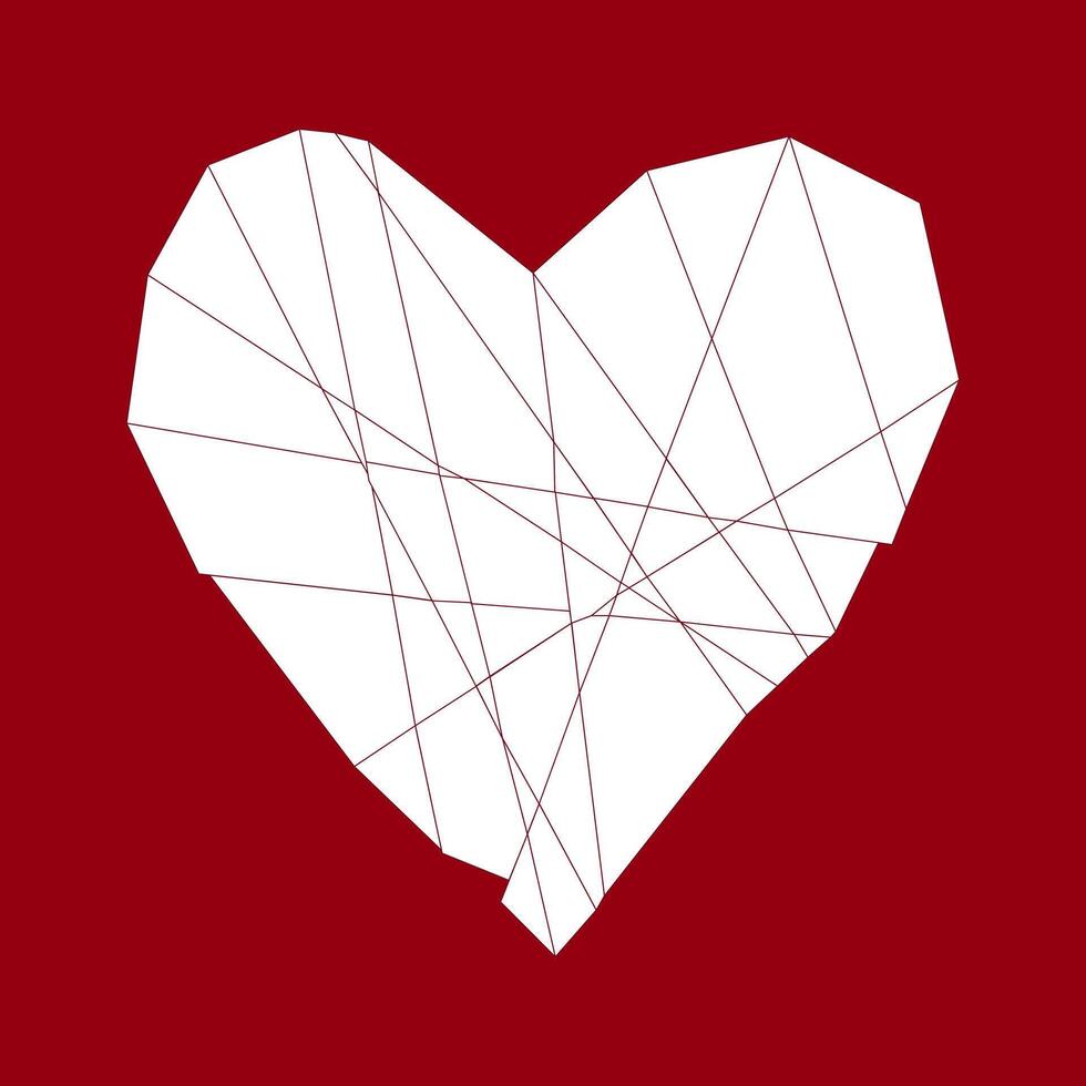 rojo polígono corazón. objeto lata ser usado para telas, fondo de pantalla, web, álbum de recortes, tarjeta. vector