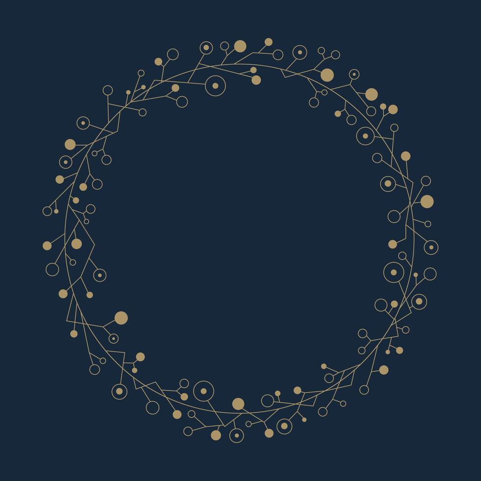 Navy and gold color invitation. Minimalistic invitation cards with floral wreath design. vector