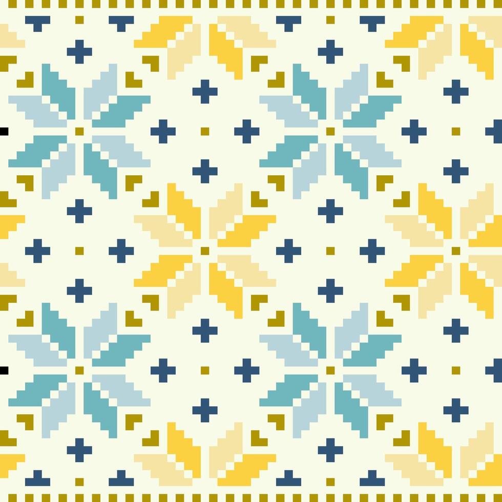 Ethnic ornaments pattern. Repeat pattern of yellow and blue colors. vector