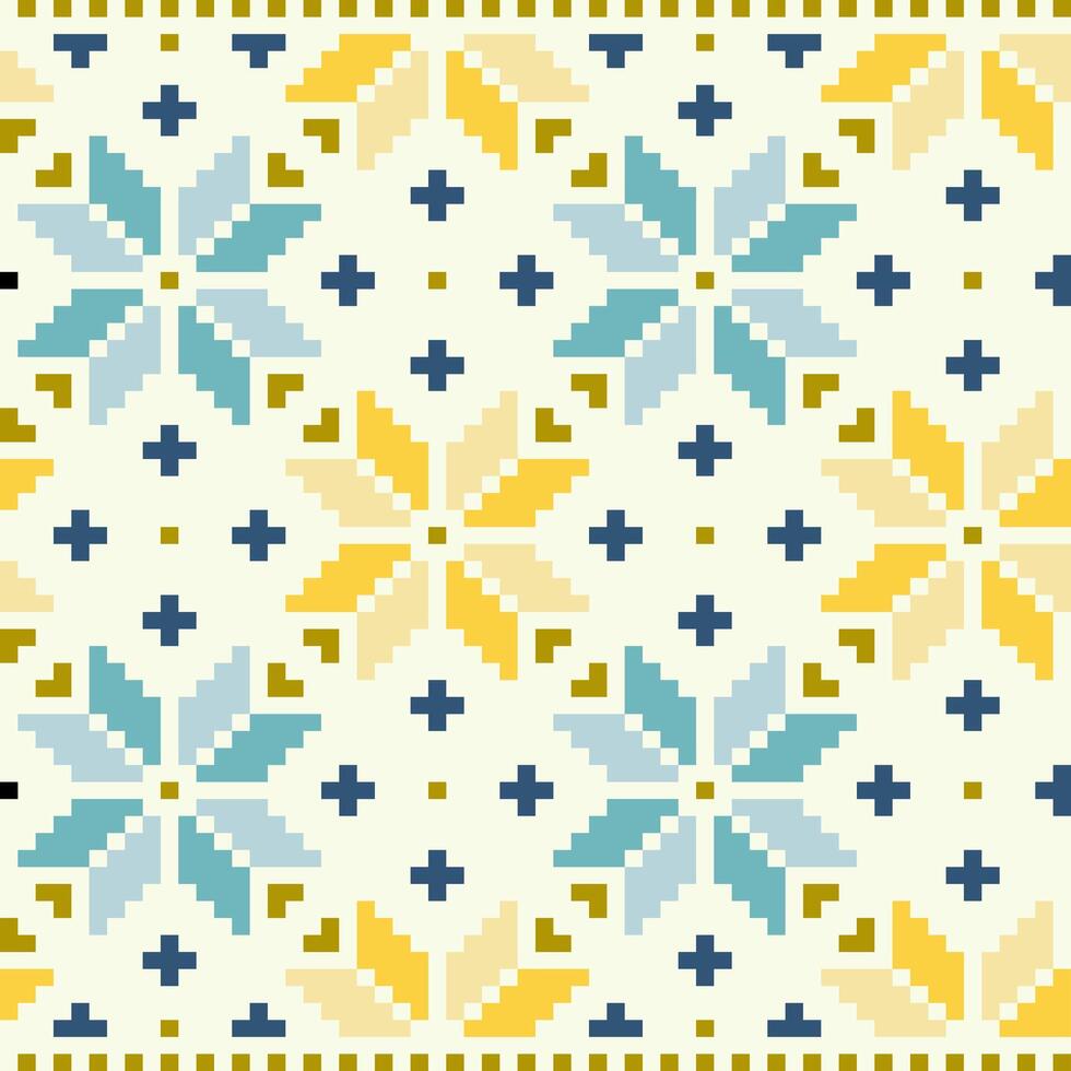 Ethnic ornaments pattern. Repeat pattern of yellow and blue colors. vector