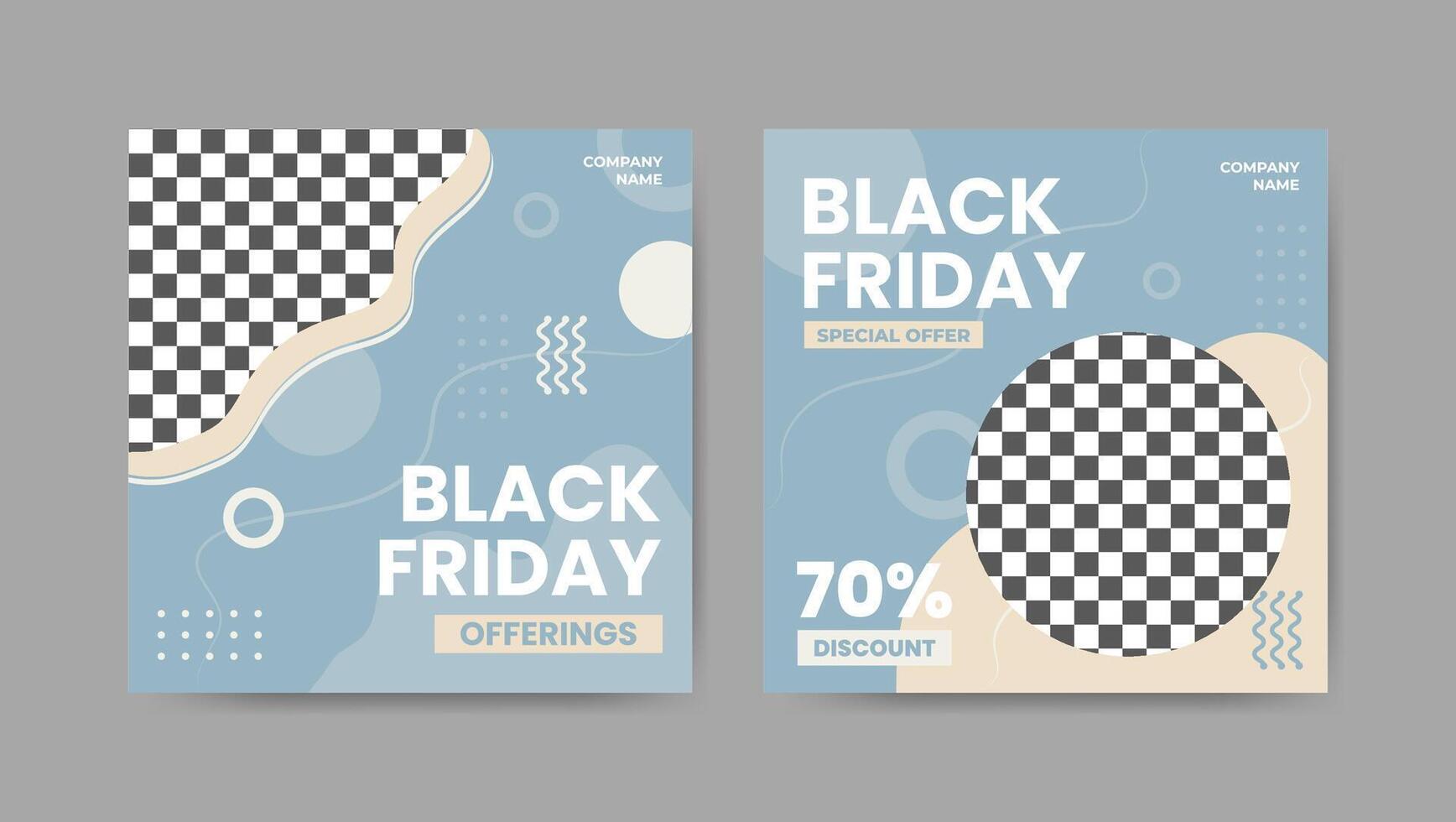 Collection of trendy black friday social media post templates. Square banner design background. vector