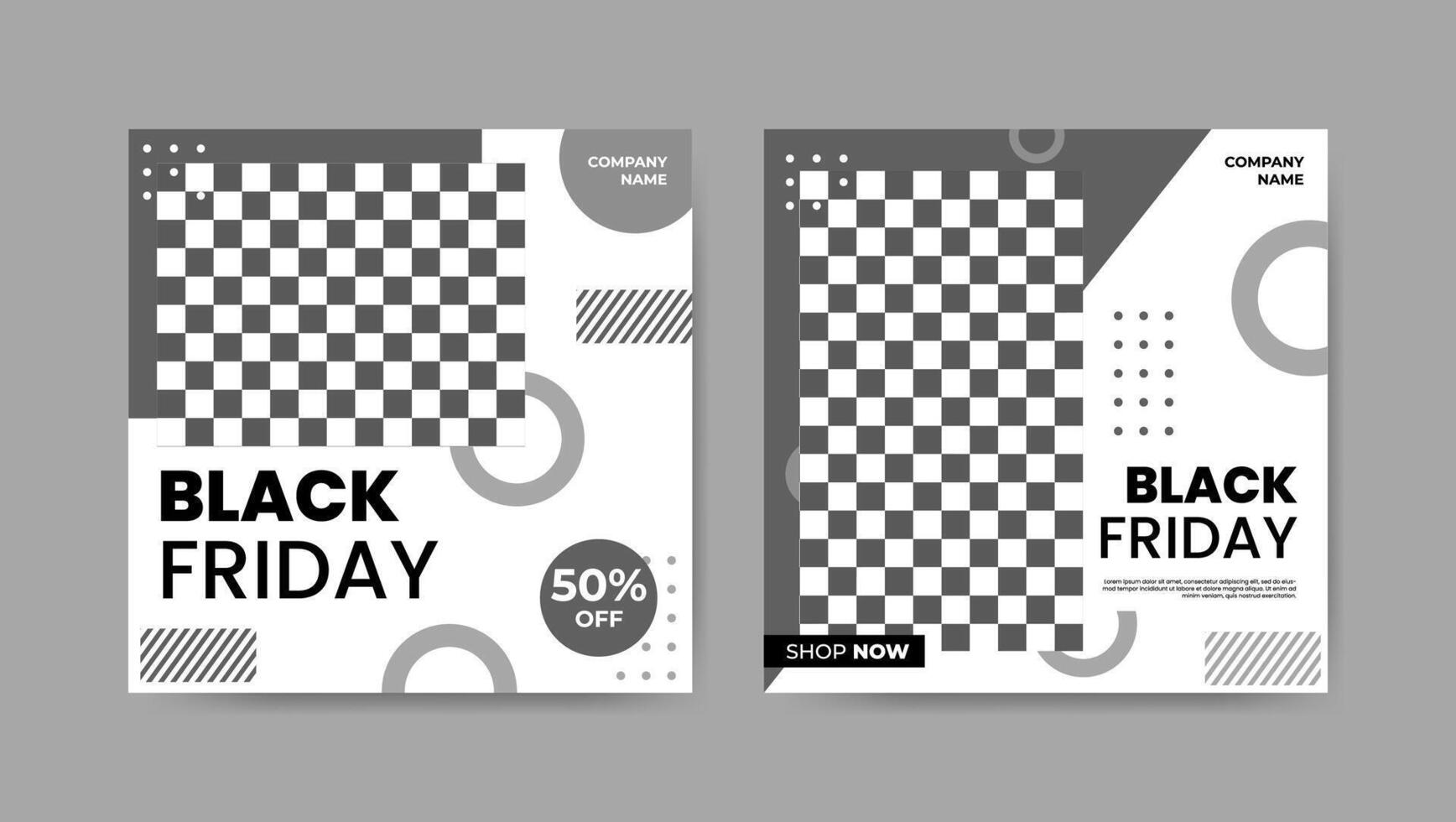 Collection of trendy black friday social media post templates. Square banner design background. vector