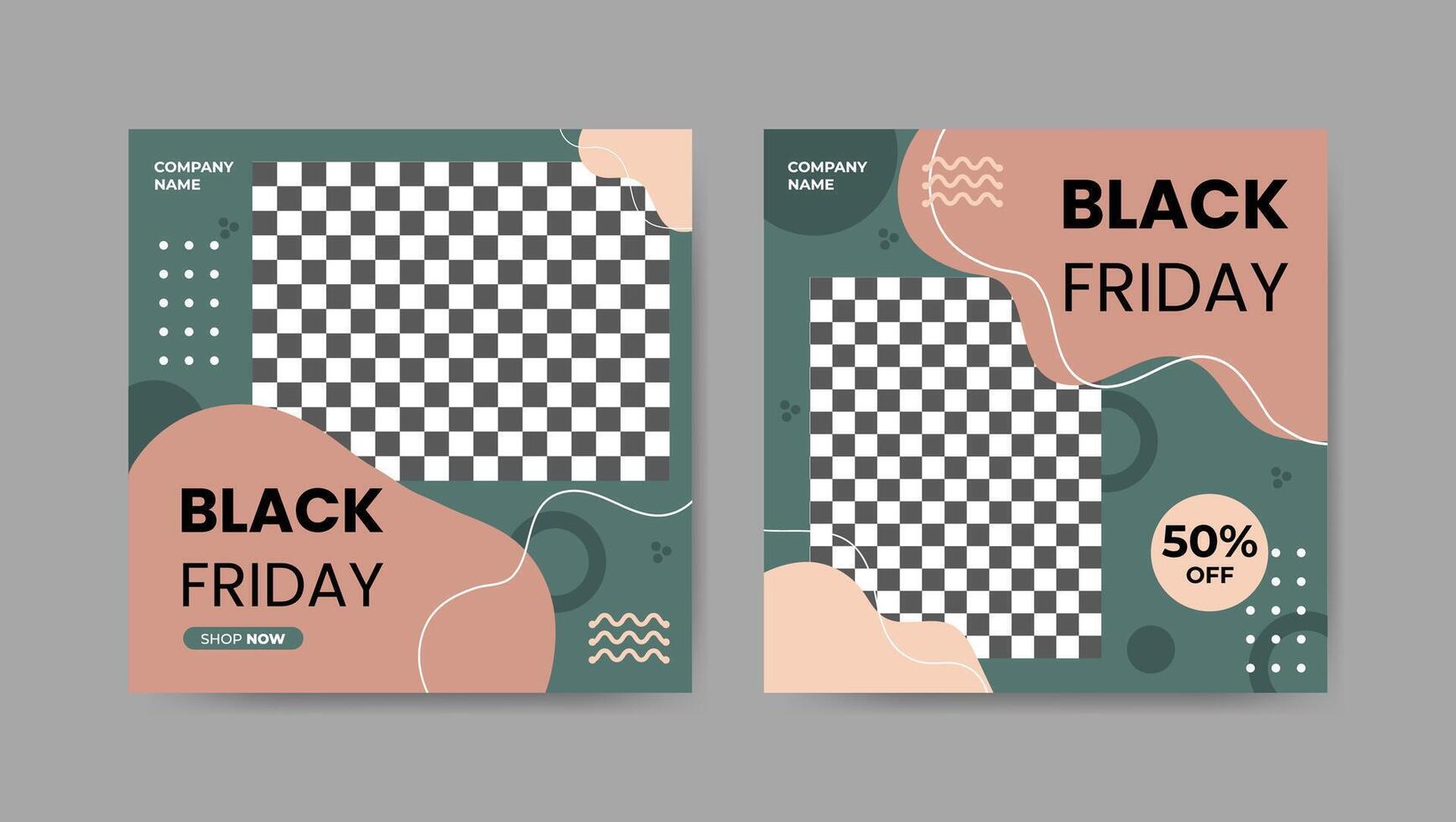 Collection of trendy black friday social media post templates. Square banner design background. vector