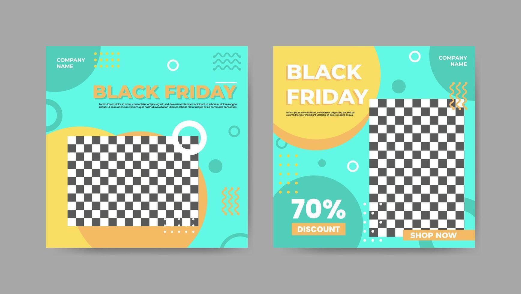 Collection of trendy black friday social media post templates. Square banner design background. vector