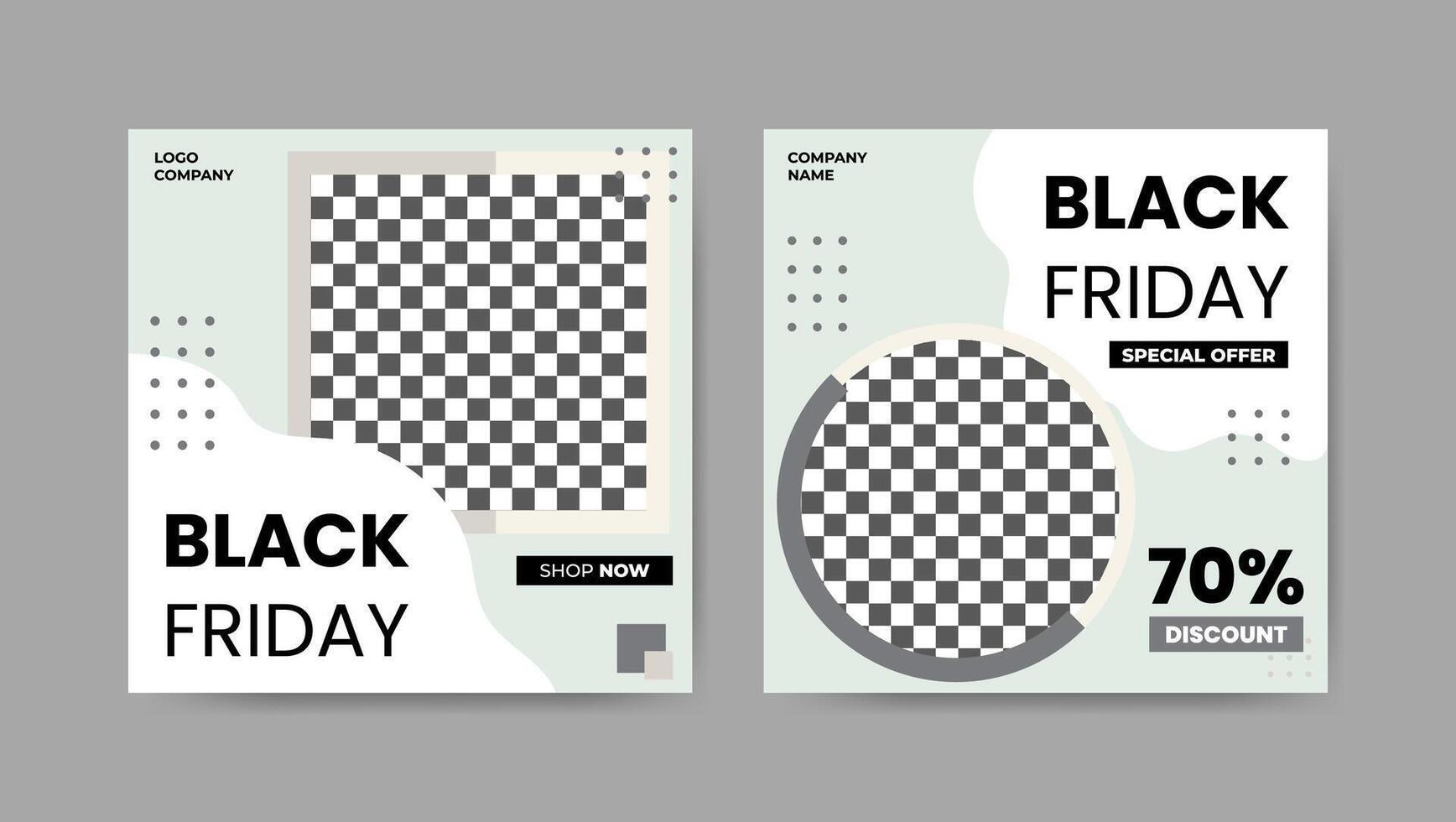 Collection of trendy black friday social media post templates. Square banner design background. vector