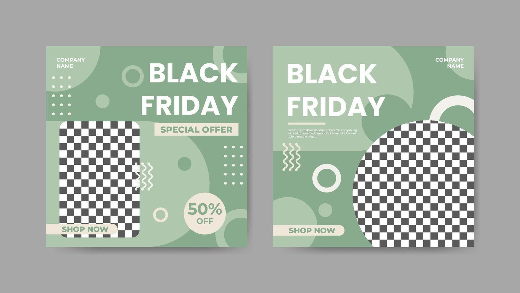 Collection of trendy black friday social media post templates. Square banner design background. vector